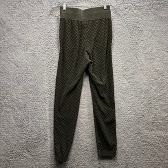 Nike Women's Small Joggers Green Terry Cloth Chevron Pattern Pull Tie Activewear - Picture 8 of 9